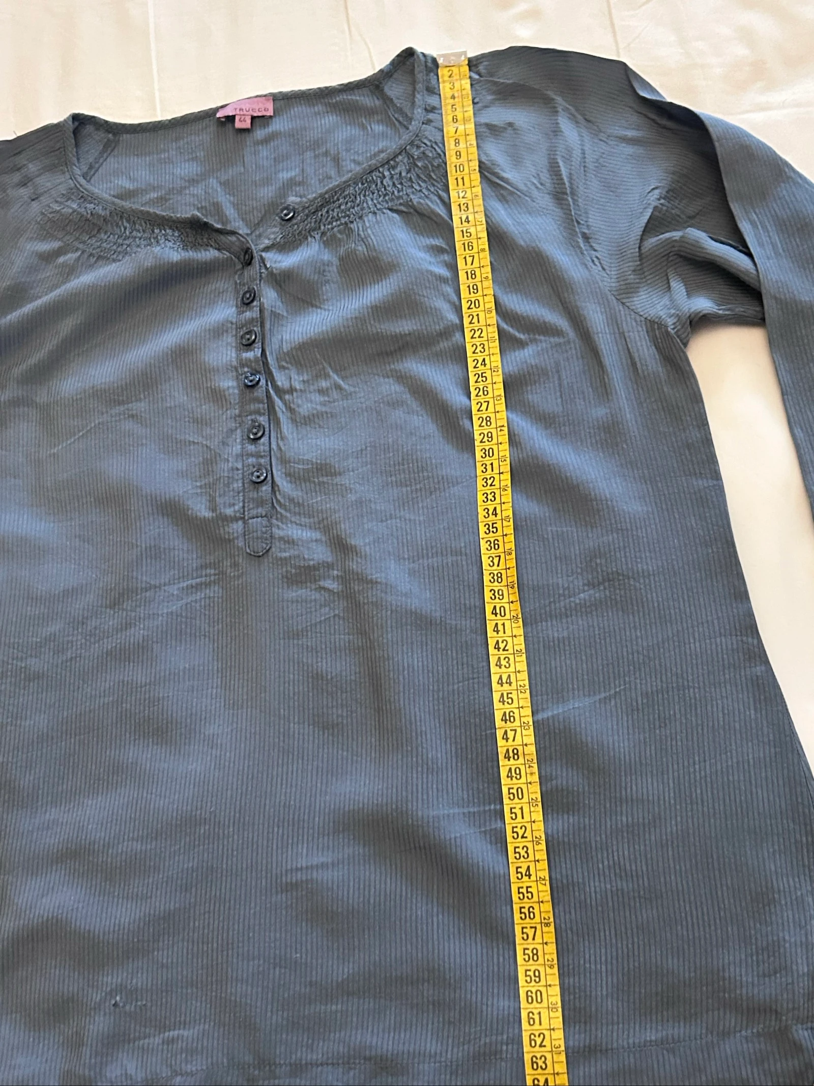 Chemisier à manches longues Trucco à petits rayures tons bleus taille 44 – photo 5